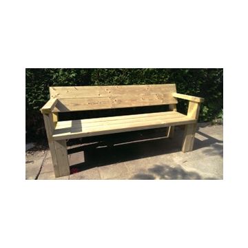 Houten tuinbank met rug- en armleuning